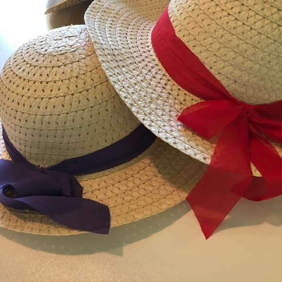 Straw Hat Qty 1 - Various coloured ribbons, O/S  NWOT - Picture 2 of 6